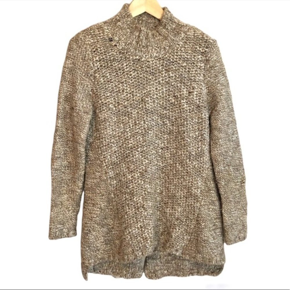 ZARA Chunky knit mock neck tunic sweater Brown Size Medium